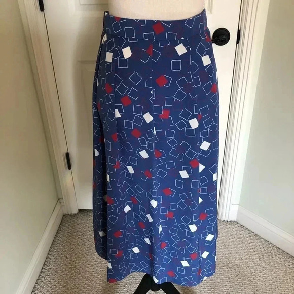 Vintage MCM 𝅺Pendleton blue retro geometric flair skirt size L - Picture 1 of 11